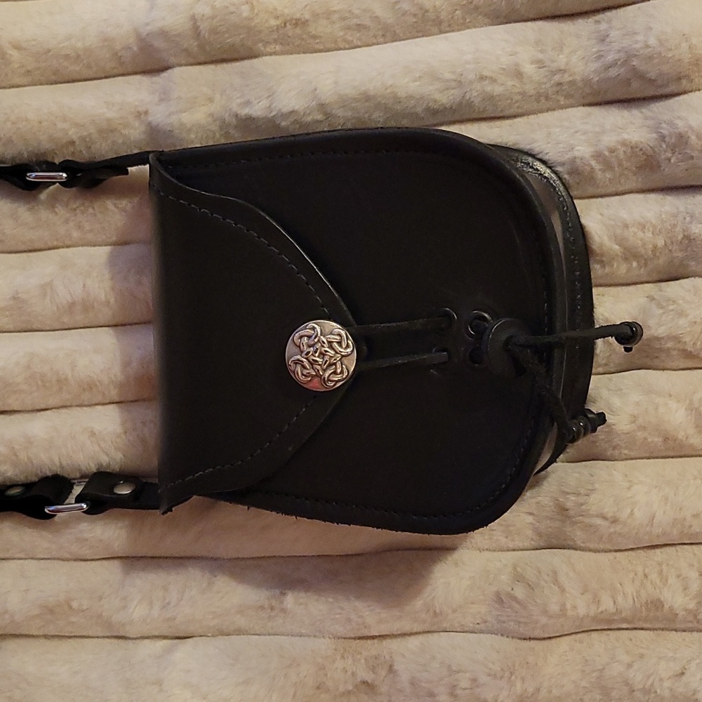 Leather Celtic style crossbody bag